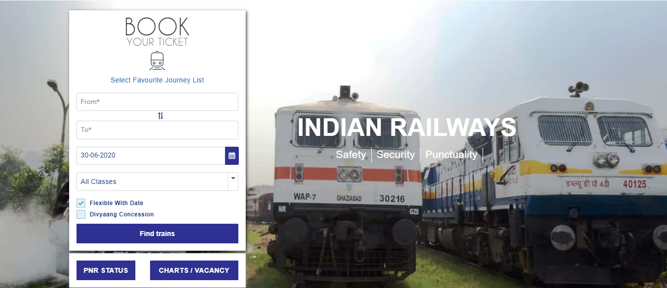 online railway ticket book